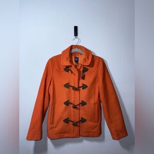 GAP burnt orange wool-blend toggle button-up Pea Coat Size Small EUC preppy